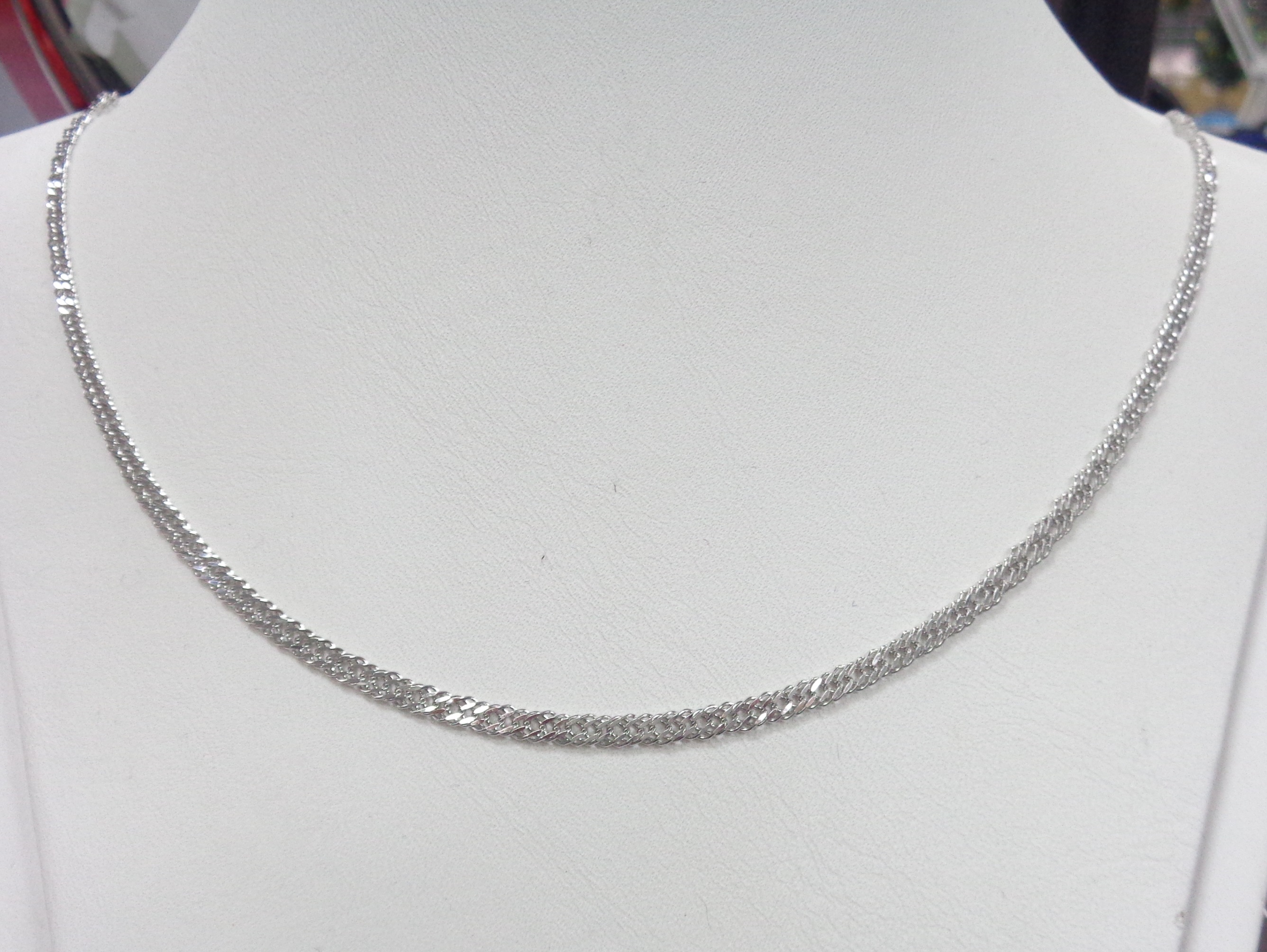 Серебряная цепь плетение "Тройной ромб"